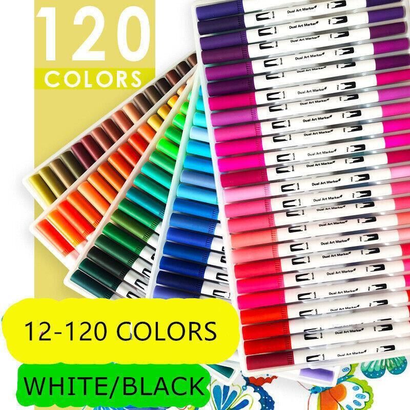 12-120 Watercolor Brush Pen Set Artist Sketch Marker - White-72 Colours