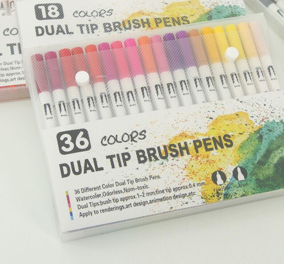 12-120 Watercolor Brush Pen Set Artist Sketch Marker - White-72 Colours