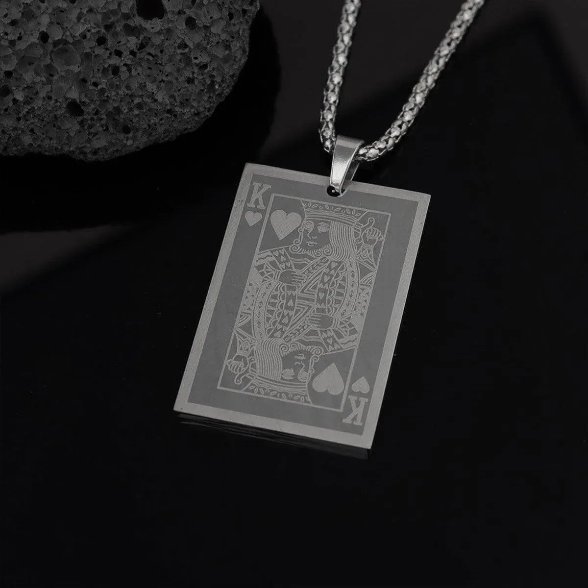 King of Hearts Poker Necklace Stainless Steel Pendant for Men Fashion Jewelry