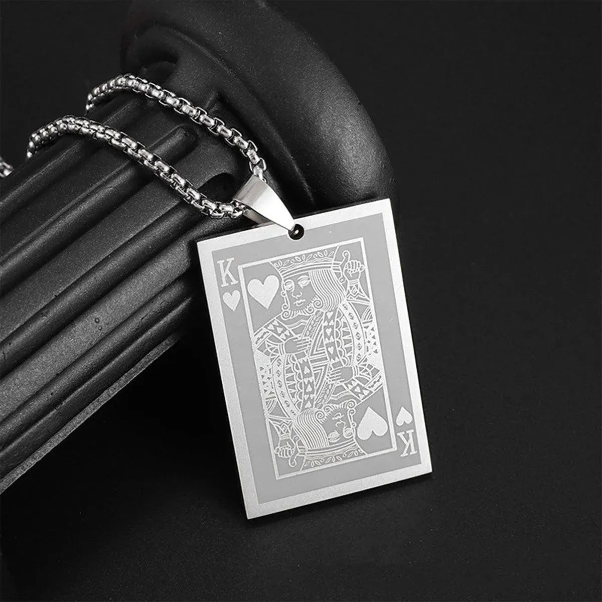 King of Hearts Poker Necklace Stainless Steel Pendant for Men Fashion Jewelry