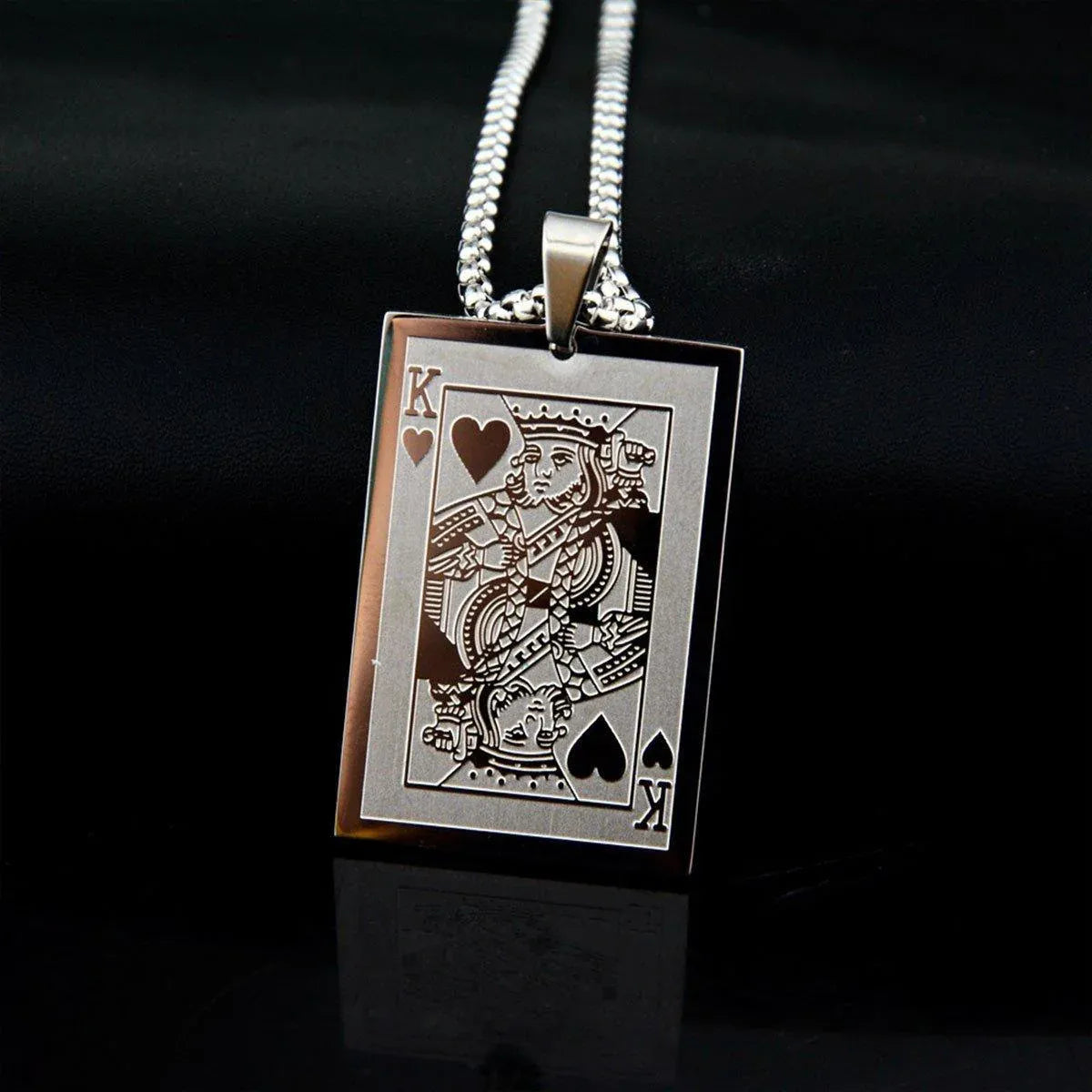 King of Hearts Poker Necklace Stainless Steel Pendant for Men Fashion Jewelry