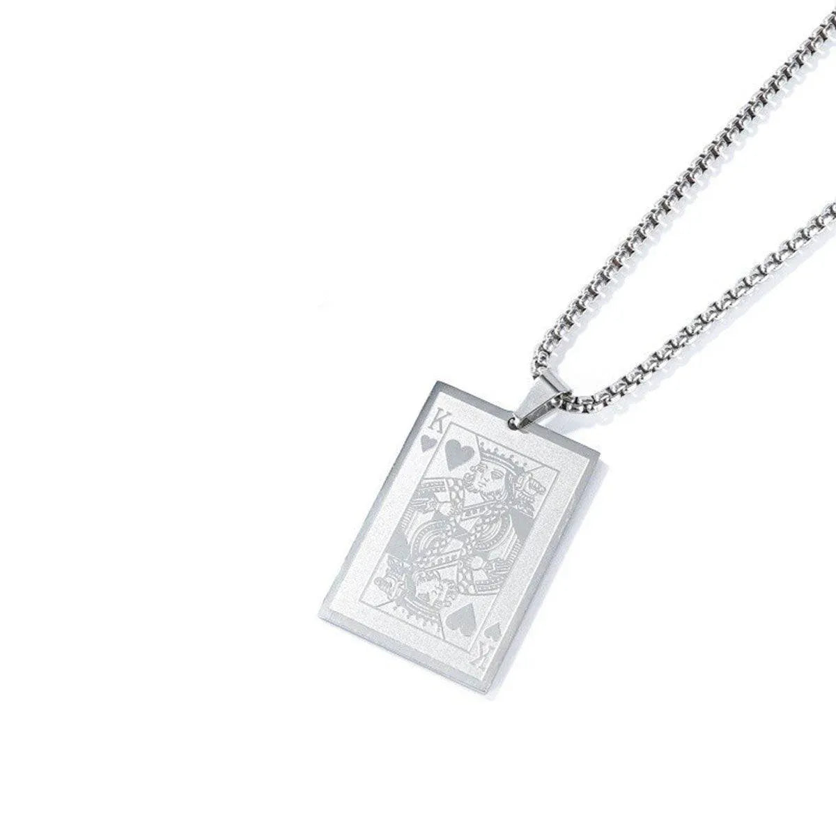 King of Hearts Poker Necklace Stainless Steel Pendant for Men Fashion Jewelry