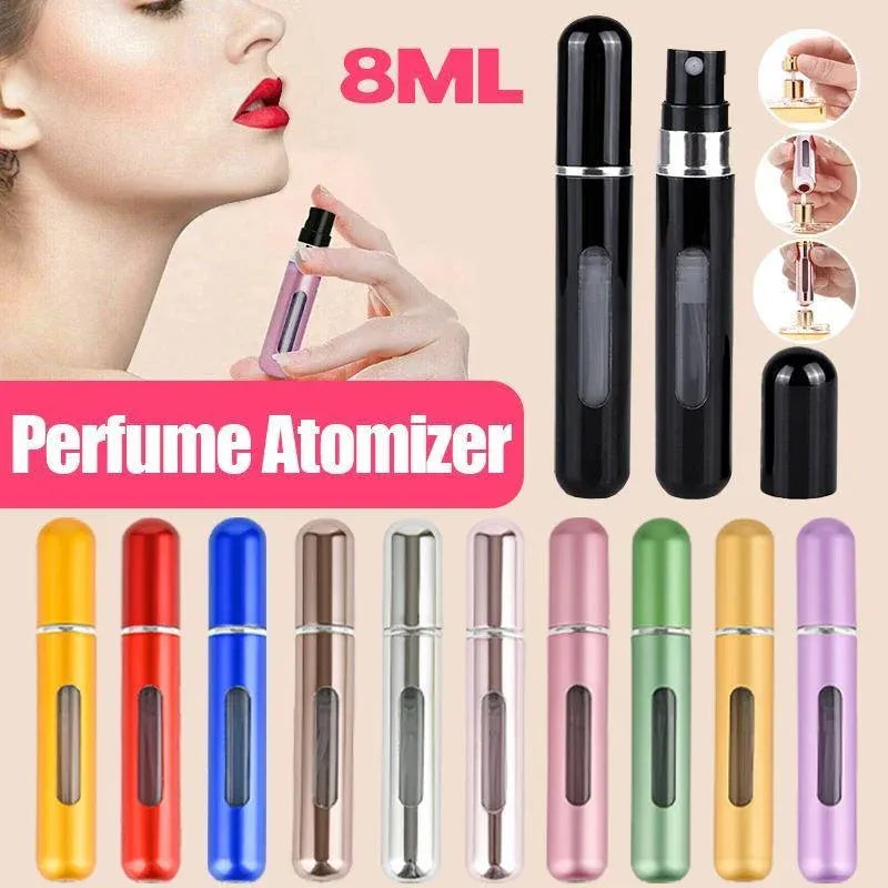 Portable Perfume Atomizer Spray Bottle 8ml Refillable Scent Pump for Travel Use - Gold