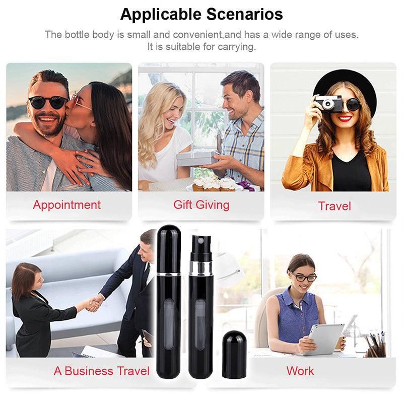 Portable Perfume Atomizer Spray Bottle 8ml Refillable Scent Pump for Travel Use - Gold