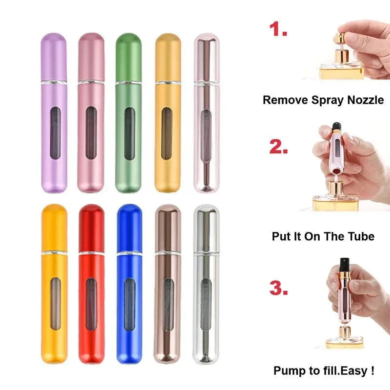 Portable Perfume Atomizer Spray Bottle 8ml Refillable Scent Pump for Travel Use - Gold