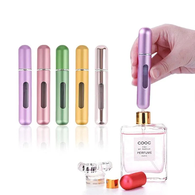 Portable Perfume Atomizer Spray Bottle 8ml Refillable Scent Pump for Travel Use - Gold