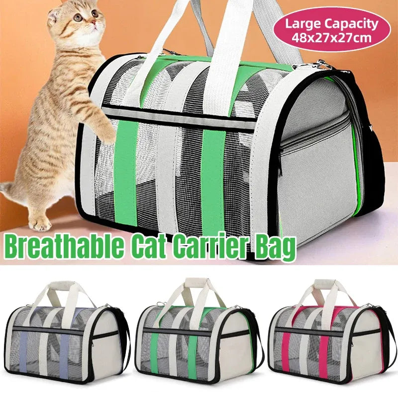 Pet Carrier Bag Portable Travel Cat Tote Bag Soft Breathable Cat Bag for Outdoor - Rose Red