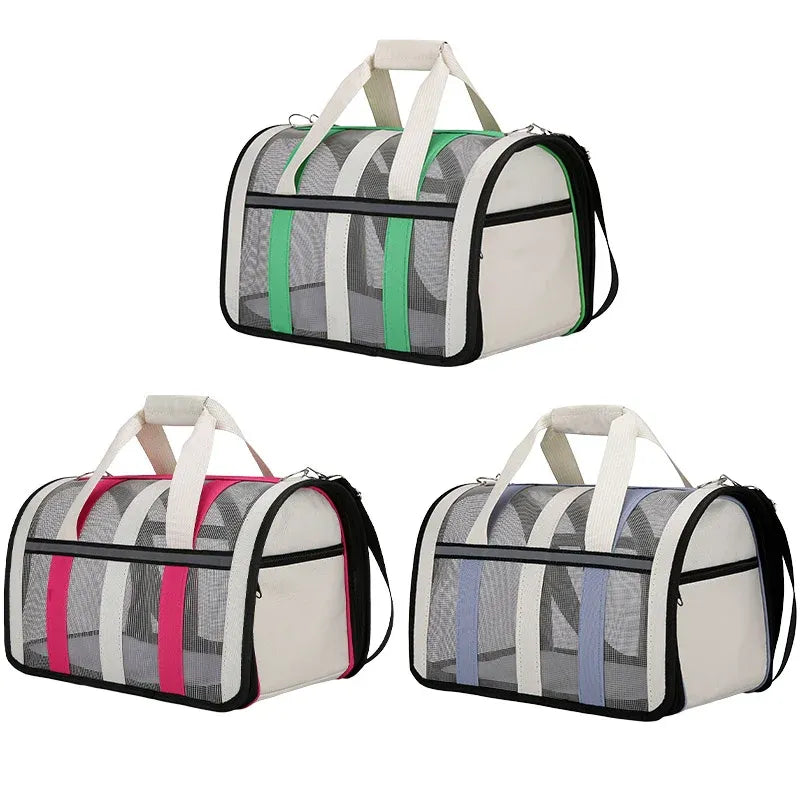 Pet Carrier Bag Portable Travel Cat Tote Bag Soft Breathable Cat Bag for Outdoor - Rose Red