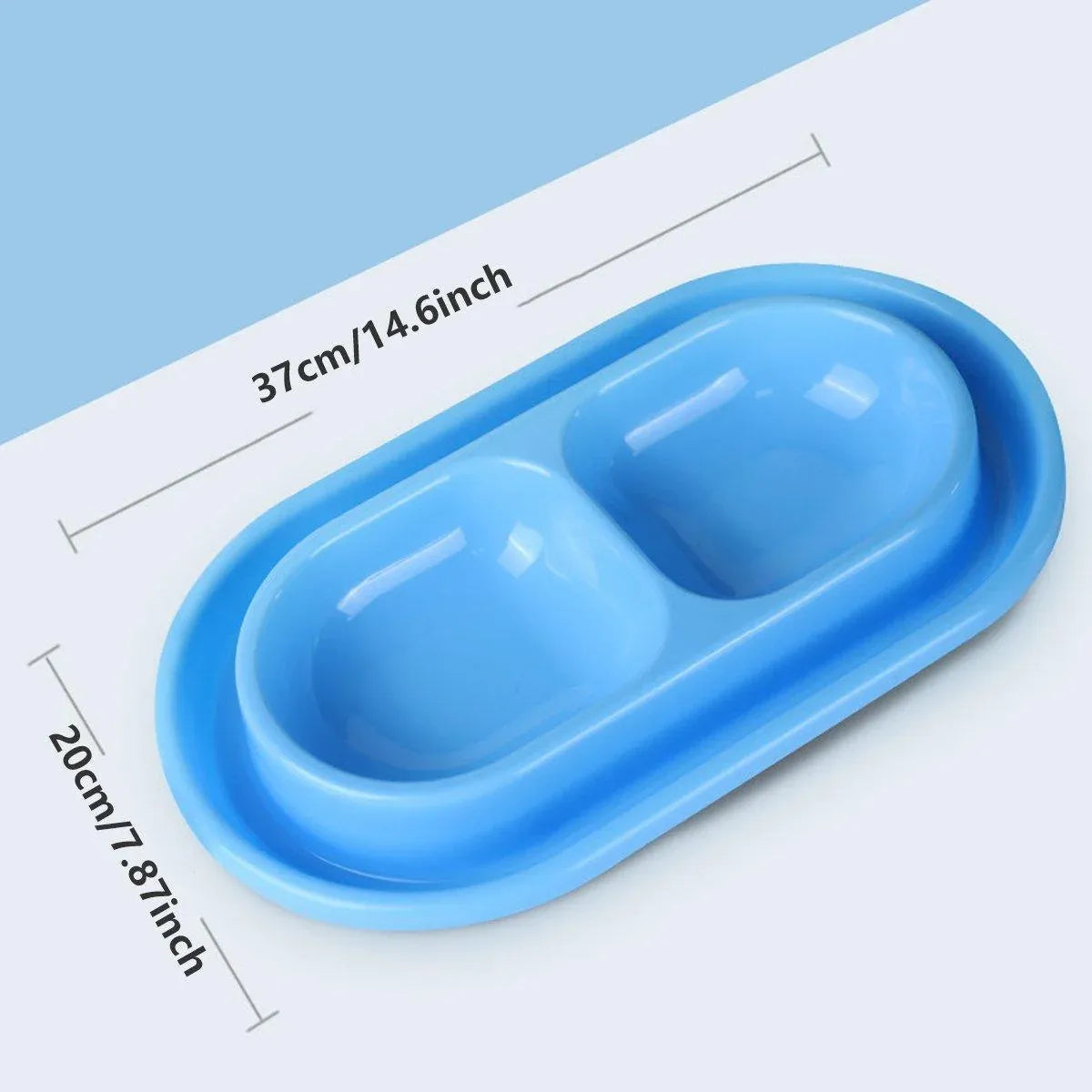 1-Piece Blue Double-Compartment Pet Feeding Bowl