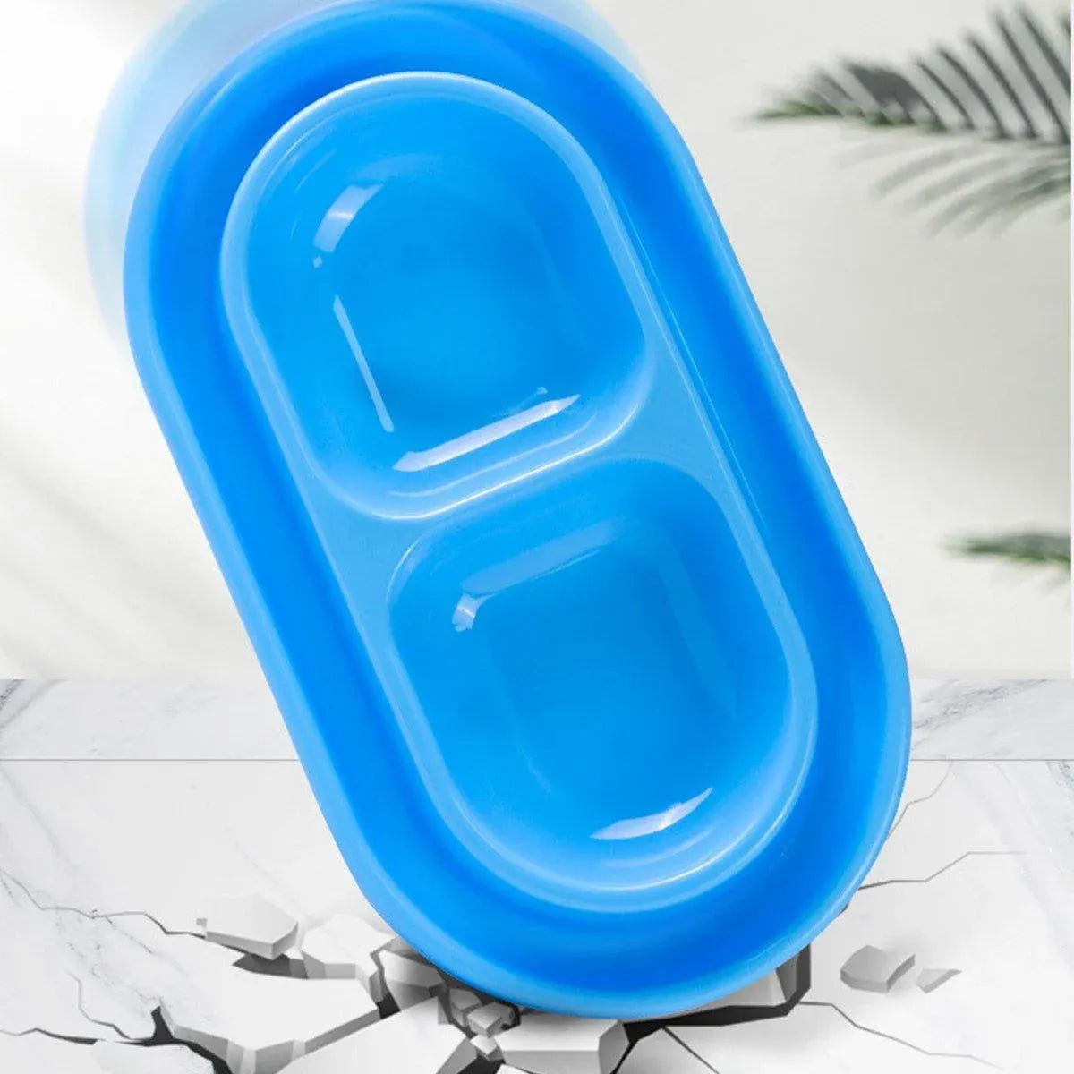 1-Piece Blue Double-Compartment Pet Feeding Bowl