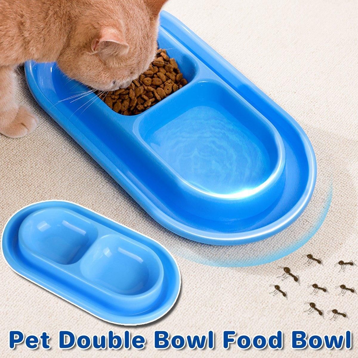 1-Piece Blue Double-Compartment Pet Feeding Bowl