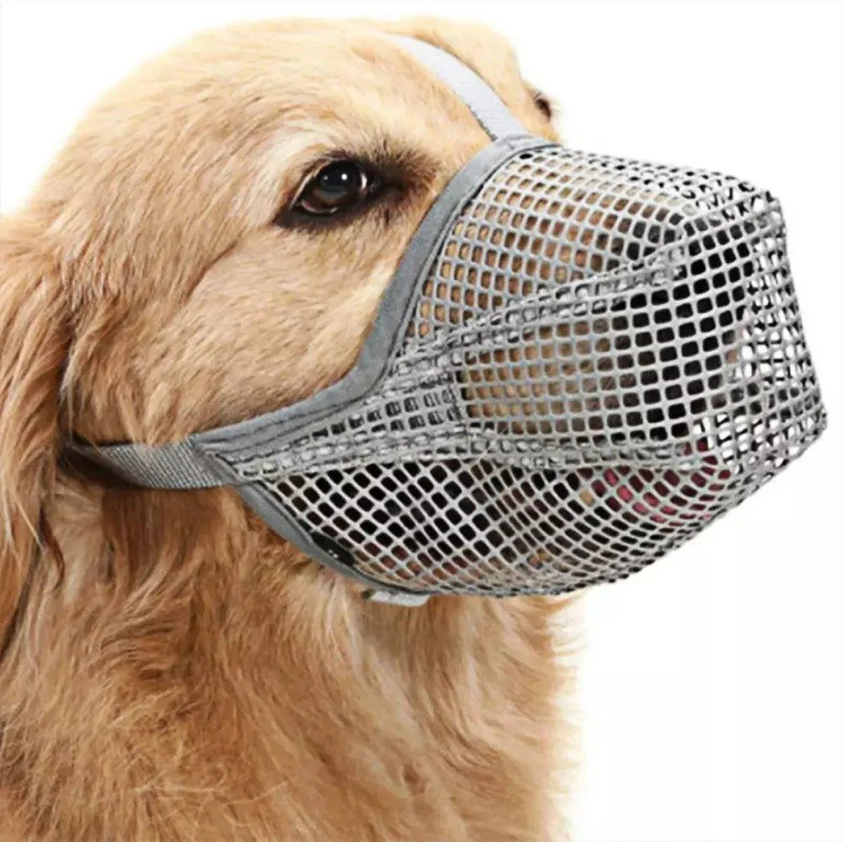 2PCS Adjustable Mesh Pet Dog Muzzle Mask Mouth Cover No Bite Strap Mouth Cover - Grey-M