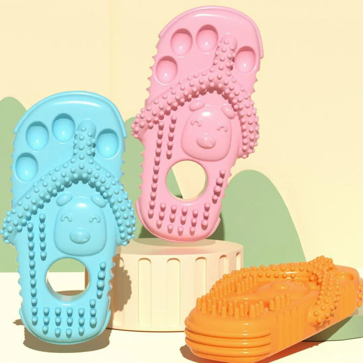 Pet Dog Chew Toy Slipper Shape Teething Durable Puppy Play Training - Orange