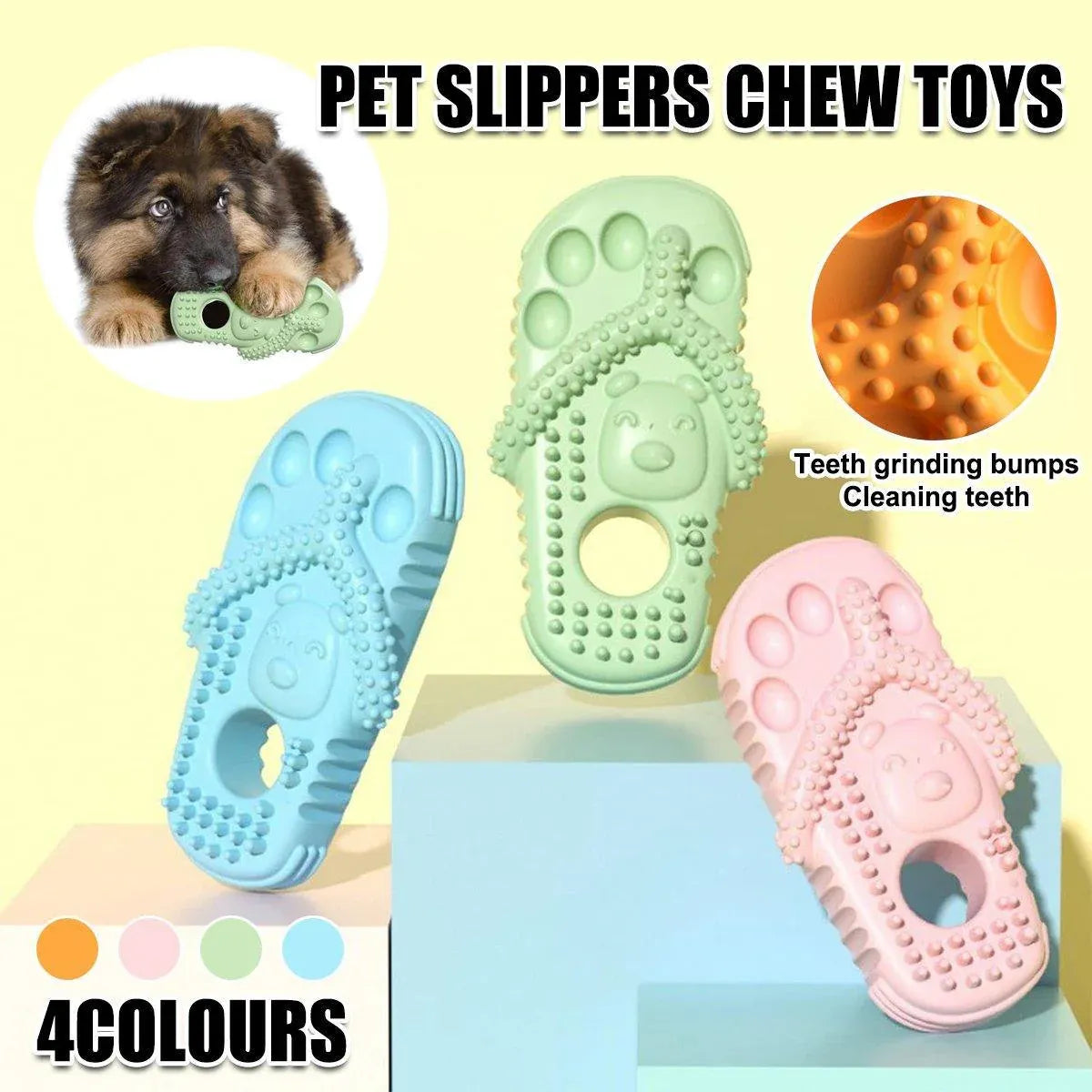 Pet Dog Chew Toy Slipper Shape Teething Durable Puppy Play Training - Orange