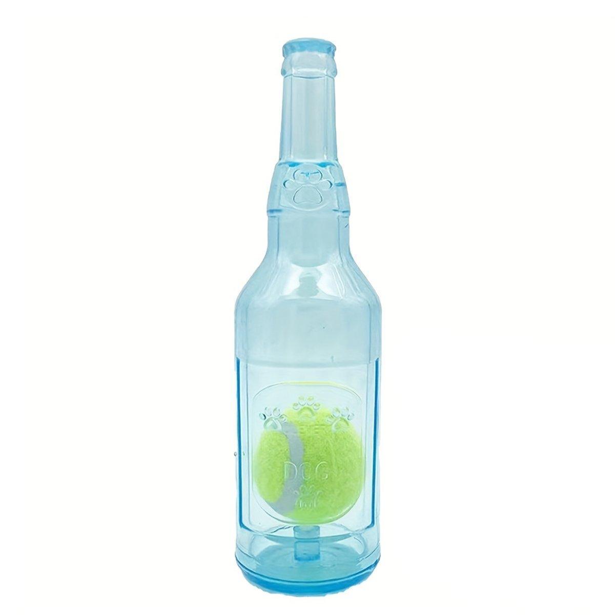 Durable Pet Teething Resistant Tennis Ball Wine Bottle Chew Toy for Dogs Play - Red-S