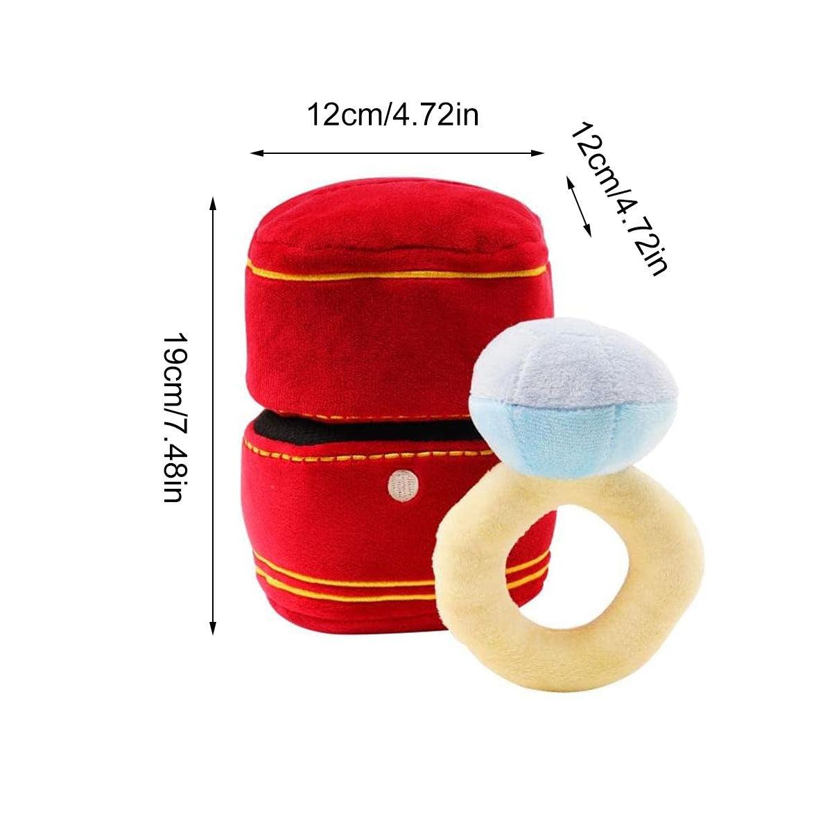 Plush Pet Toy Interactive Ring Box Chew Toy for Dogs and Cats Soft Squeaky Play