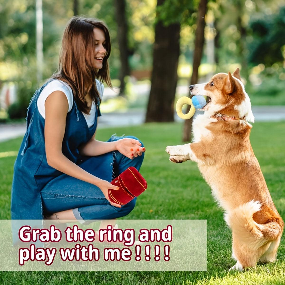 Plush Pet Toy Interactive Ring Box Chew Toy for Dogs and Cats Soft Squeaky Play