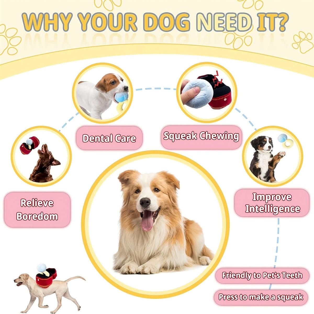 Plush Pet Toy Interactive Ring Box Chew Toy for Dogs and Cats Soft Squeaky Play