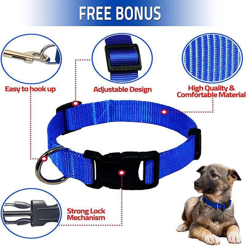 L Size Dog Puppy Pet Collar Adjustable Nylon Toy Large Pink Blue Red Black - Black