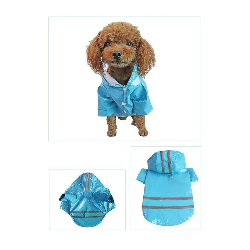 M Size Outdoor Hoodies Jacket Waterproof Pet Dog Clothes Puppy Raincoat Rain Coat - Blue