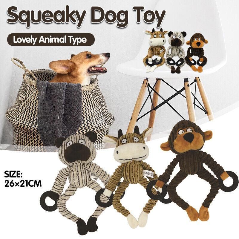 Unstuffed Plush Dog Puppy Pet Squeaker Toys Squeaky Funny Interactive Chew Toy - Beer