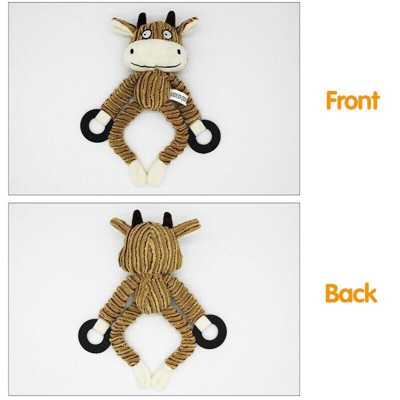 Unstuffed Plush Dog Puppy Pet Squeaker Toys Squeaky Funny Interactive Chew Toy - Cattle
