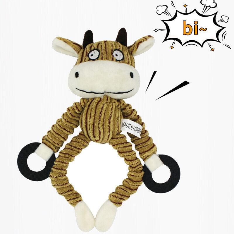 Unstuffed Plush Dog Puppy Pet Squeaker Toys Squeaky Funny Interactive Chew Toy - Monkey
