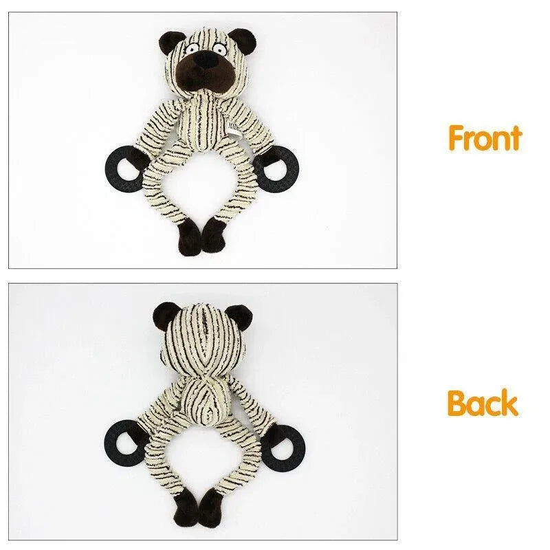 Unstuffed Plush Dog Puppy Pet Squeaker Toys Squeaky Funny Interactive Chew Toy - Monkey