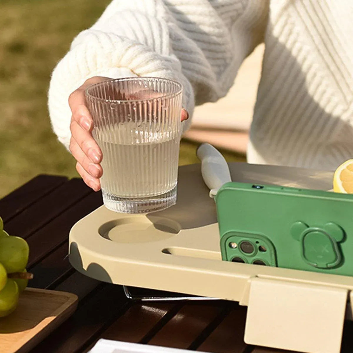 Outdoor Picnic Basket Camping Portable Handheld Storage Basket with Lid Foldable