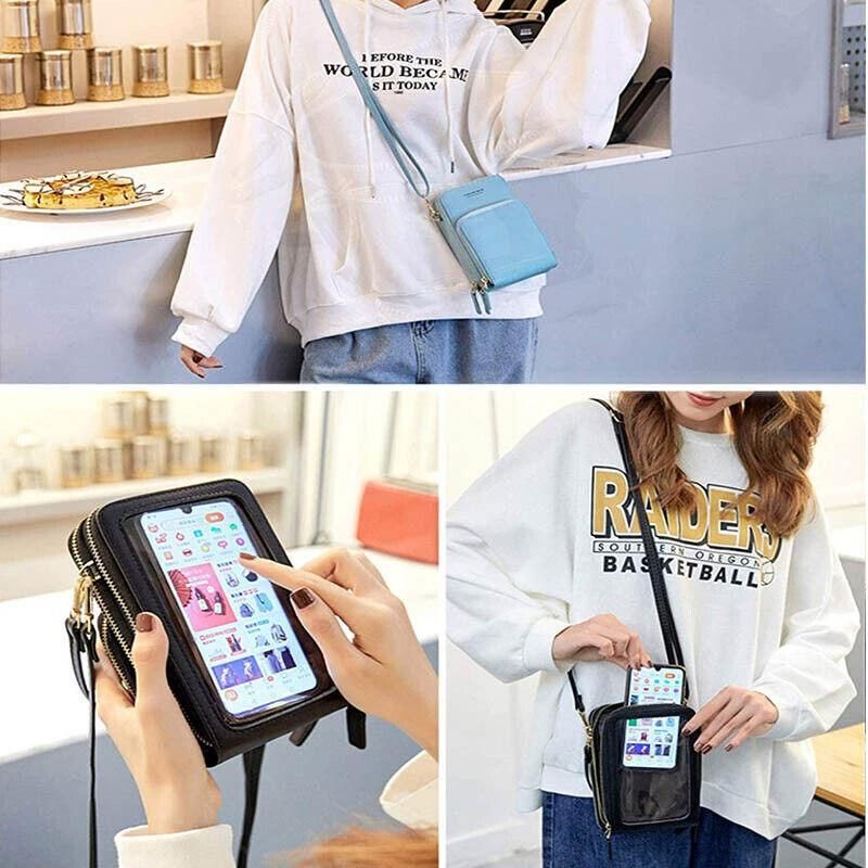 Women Crossbody Phone Purse Touch Screen Bag Rfid Blocking Wallet Shoulder Strap - Blue