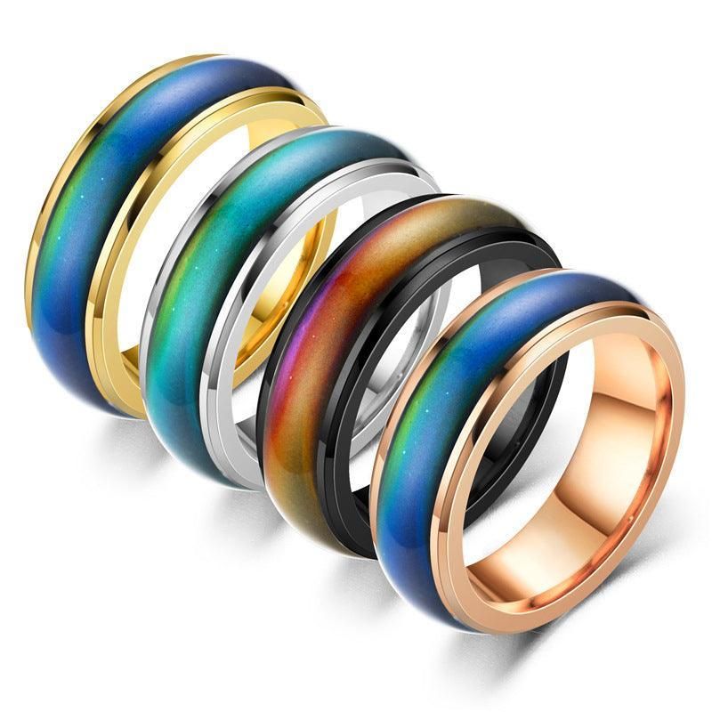 Mood Colour Changing Temperature Ring for Emotional Expression US Size 12 - Rose Gold