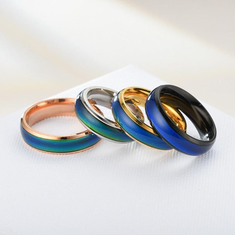 Mood Colour Changing Temperature Ring for Emotional Expression US Size 12 - Rose Gold