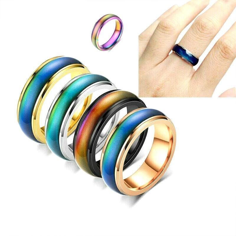 Mood Colour Changing Temperature Ring for Emotional Expression US Size 12 - Rose Gold