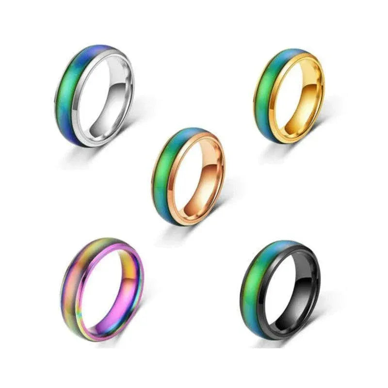 Mood Colour Changing Ring Temperature Sensitive Stainless Steel US Size 8 - Rose Gold