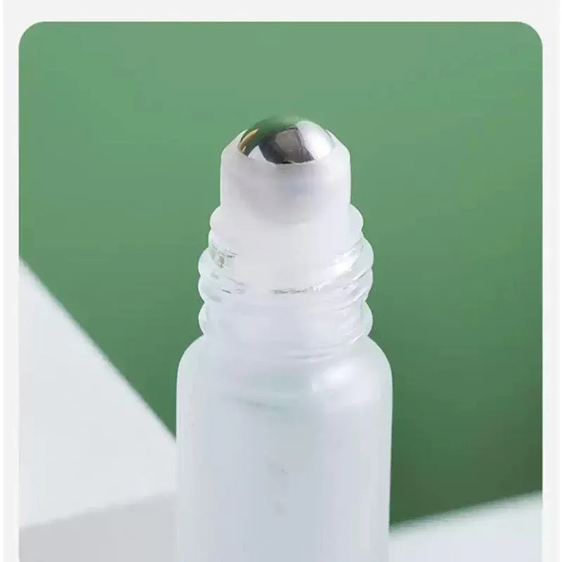 5PCS 10ml Frosted Glass Roll-On Bottles with Wooden Caps for Perfume and Essential Oils