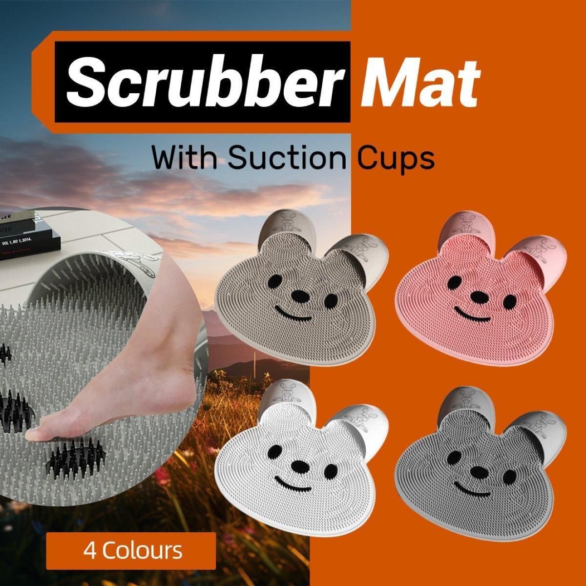 Silicone Foot Scrubber Rabbit Tub Mat Suction Cup Exfoliating Brush Cleaning Mat - White
