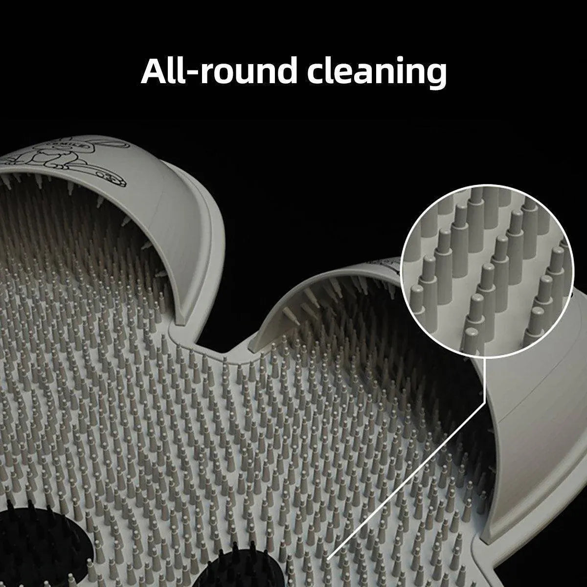 Silicone Foot Scrubber Rabbit Tub Mat Suction Cup Exfoliating Brush Cleaning Mat - White