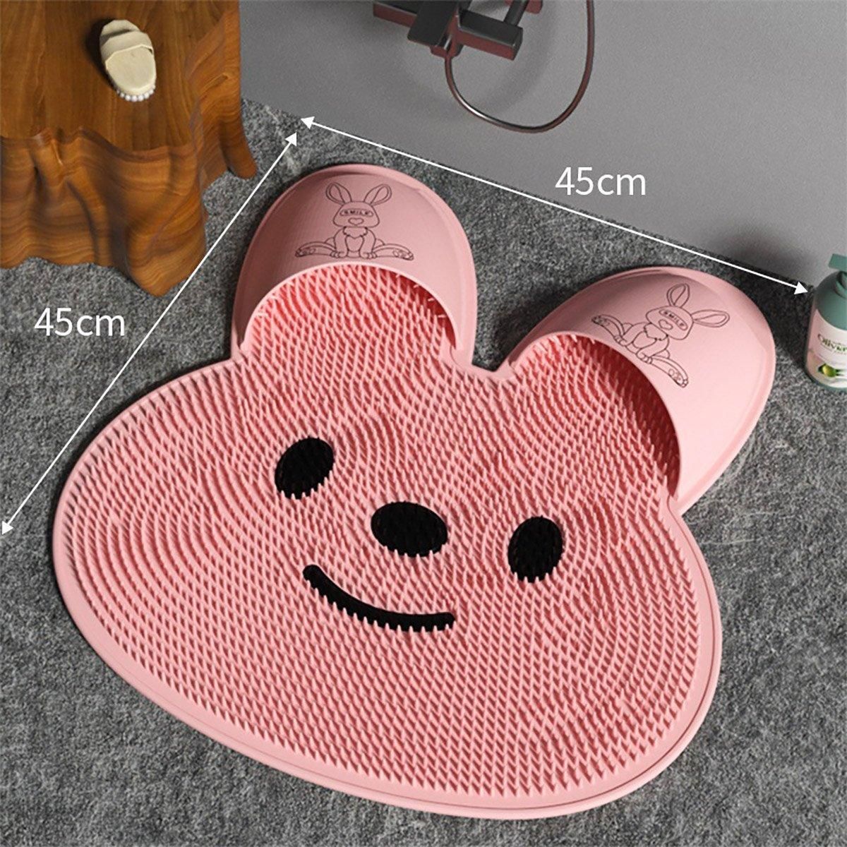 Silicone Foot Scrubber Rabbit Tub Mat Suction Cup Exfoliating Brush Cleaning Mat - White