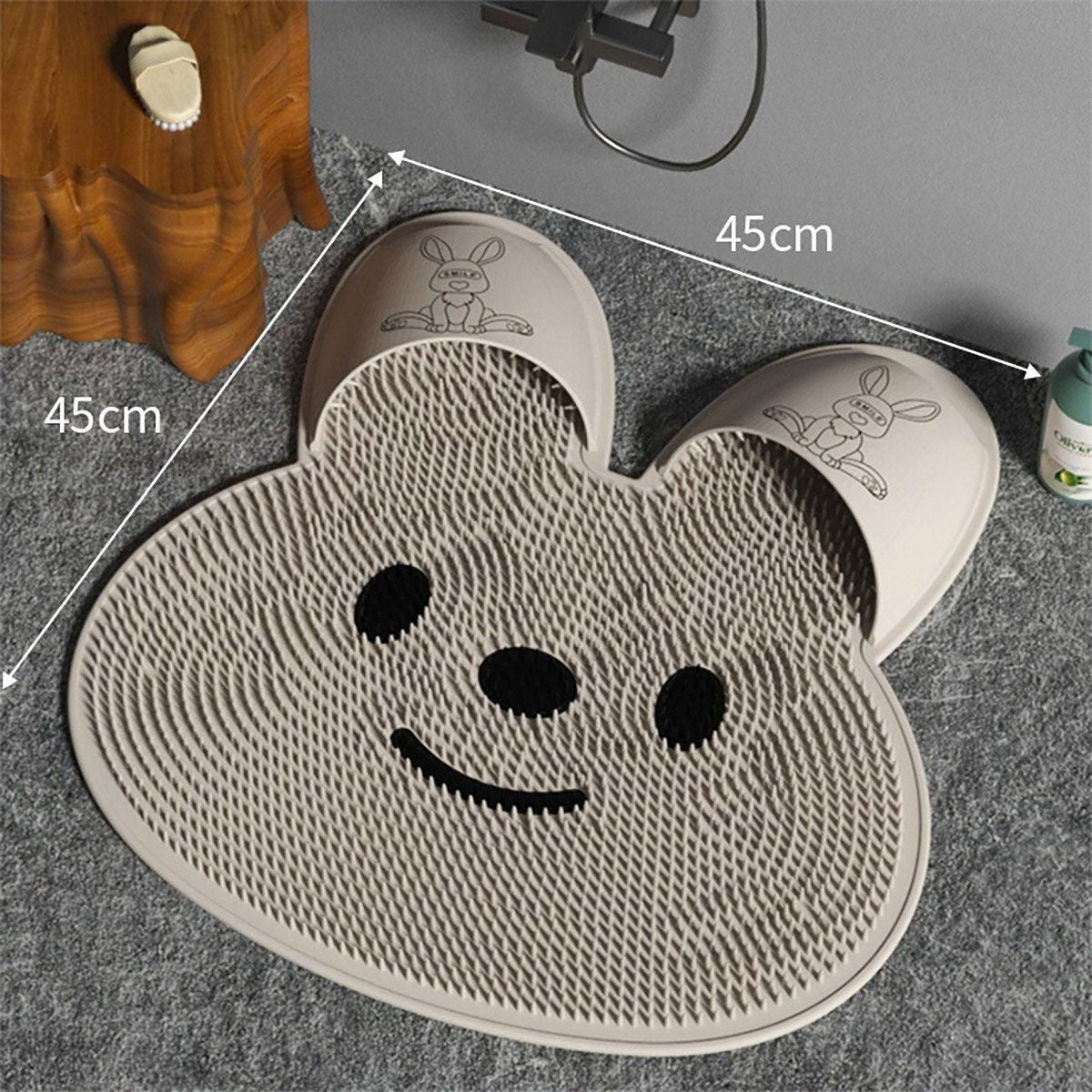 Silicone Foot Scrubber Rabbit Tub Mat Suction Cup Exfoliating Brush Cleaning Mat - White