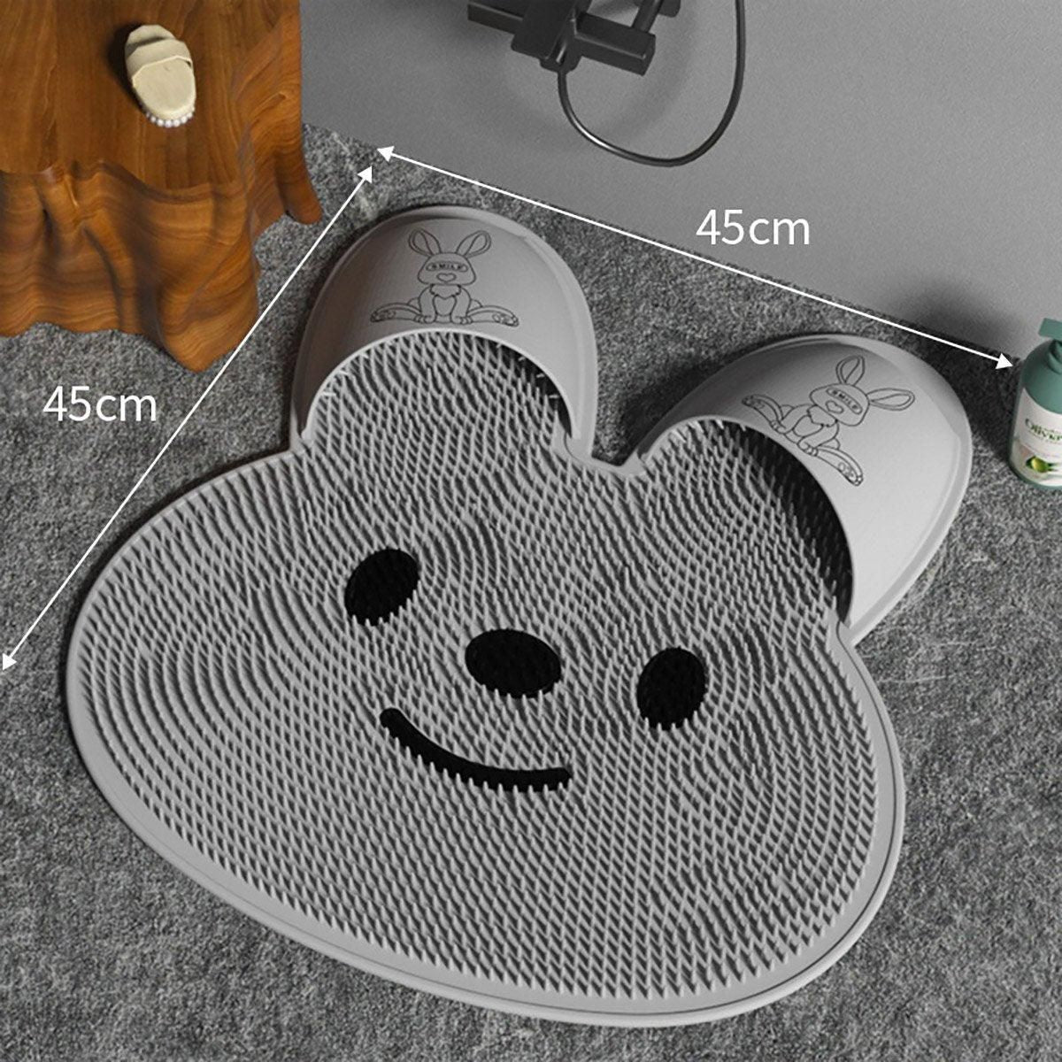 Silicone Foot Scrubber Rabbit Tub Mat Suction Cup Exfoliating Brush Cleaning Mat - White