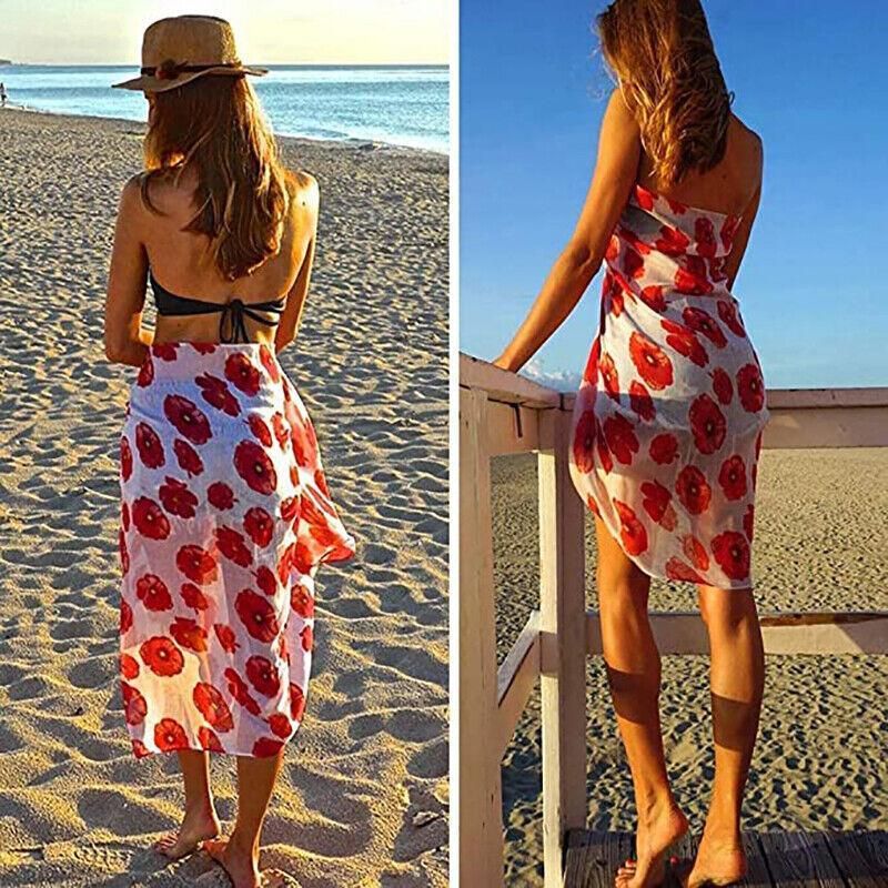 Women Ladies Poppy Print Floral Scarf Remembrance Day Poppies Scarves Wrap Shawl
