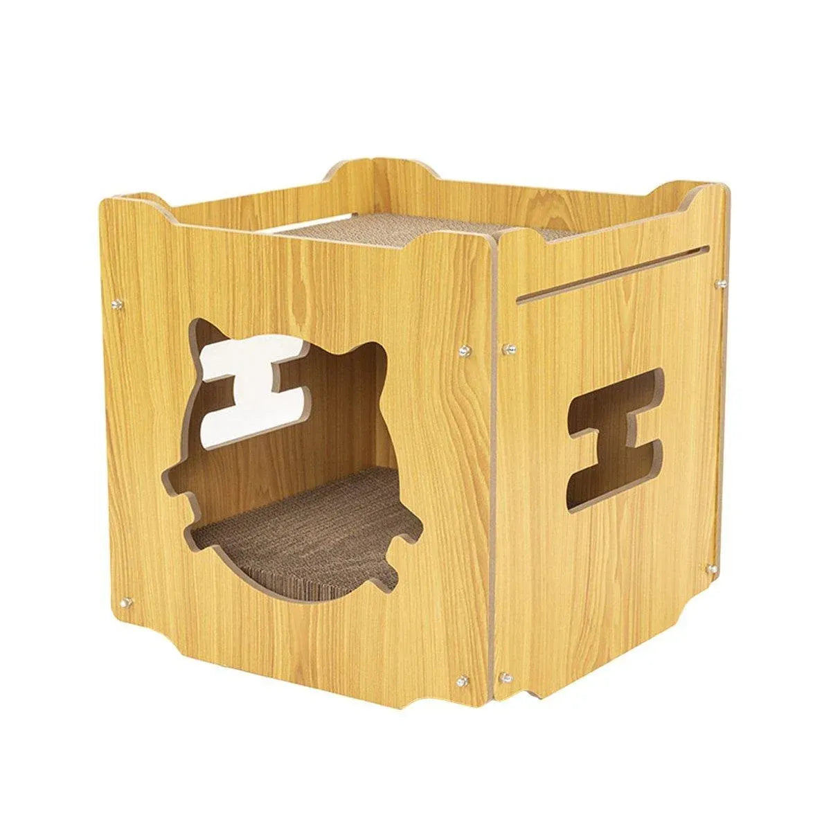 Durable Cat Scratcher Lounge Corrugated Scratching Wood Board - Square