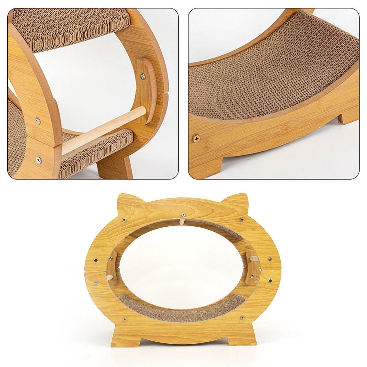 Durable Cat Scratcher Lounge Corrugated Scratching Wood Board - Oval