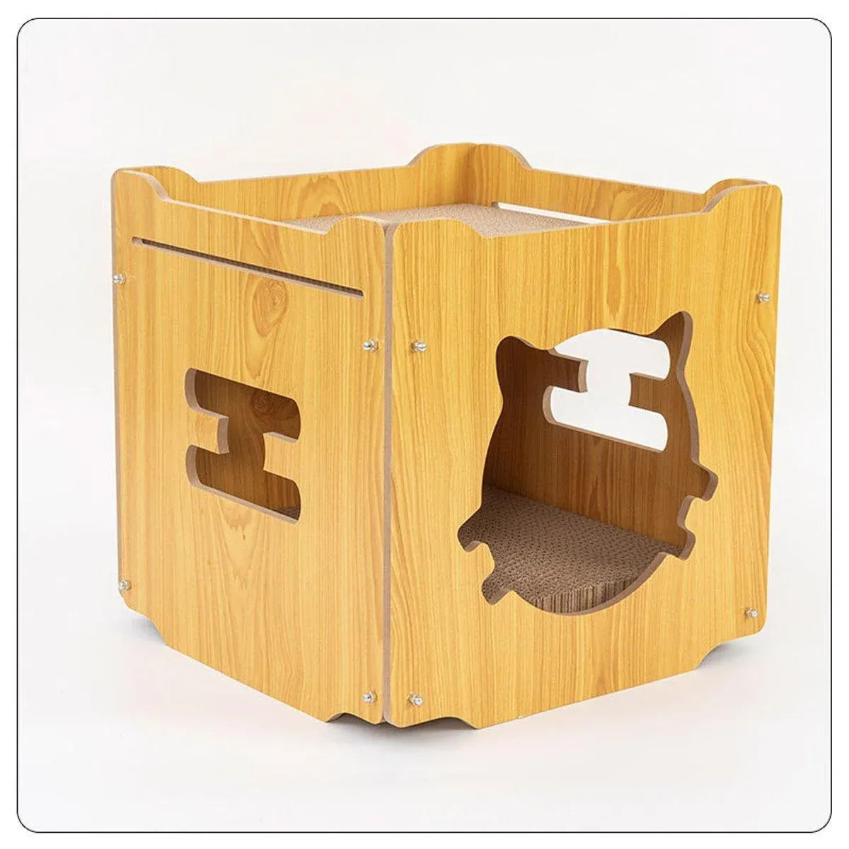 Durable Cat Scratcher Lounge Corrugated Scratching Wood Board - Oval