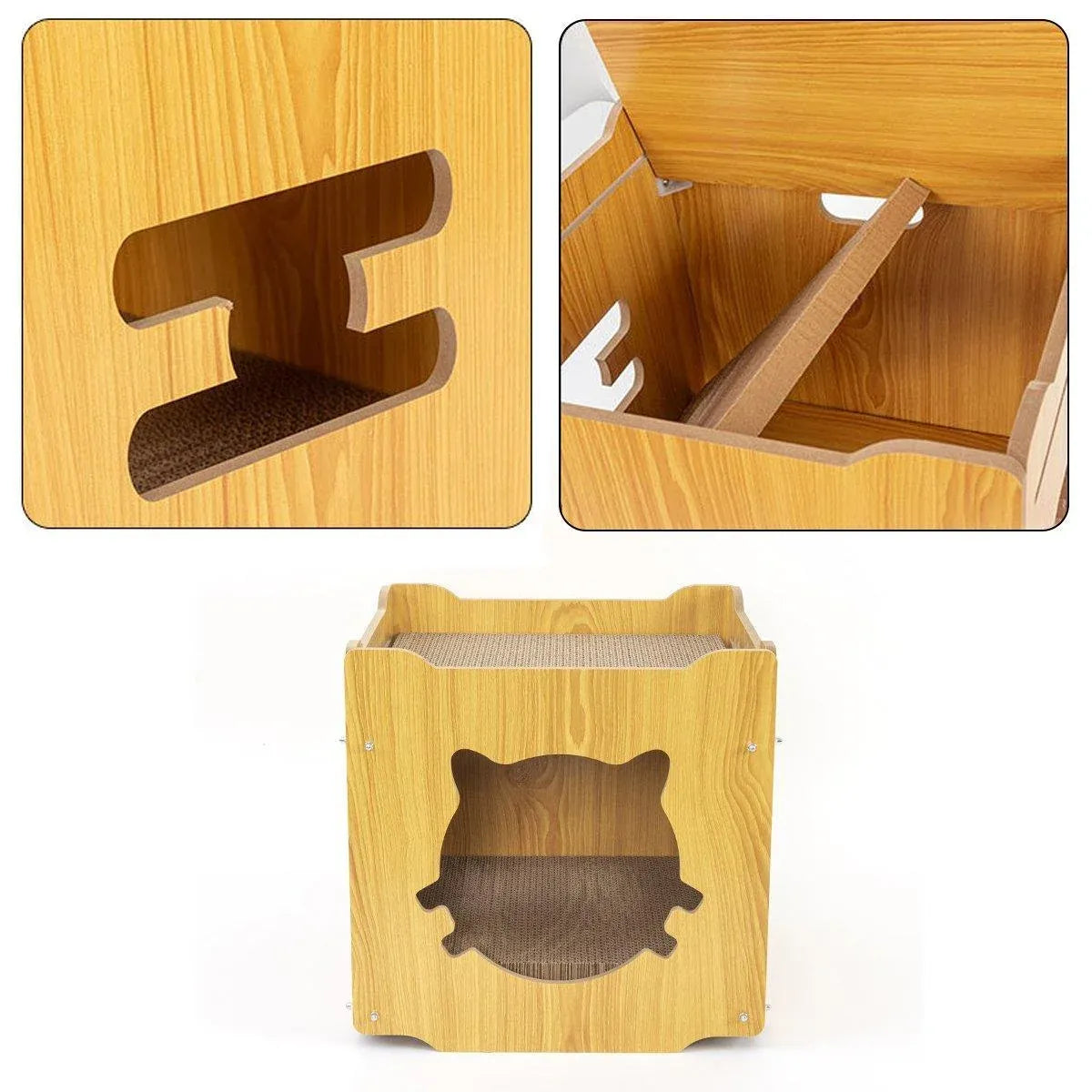 Durable Cat Scratcher Lounge Corrugated Scratching Wood Board - Oval