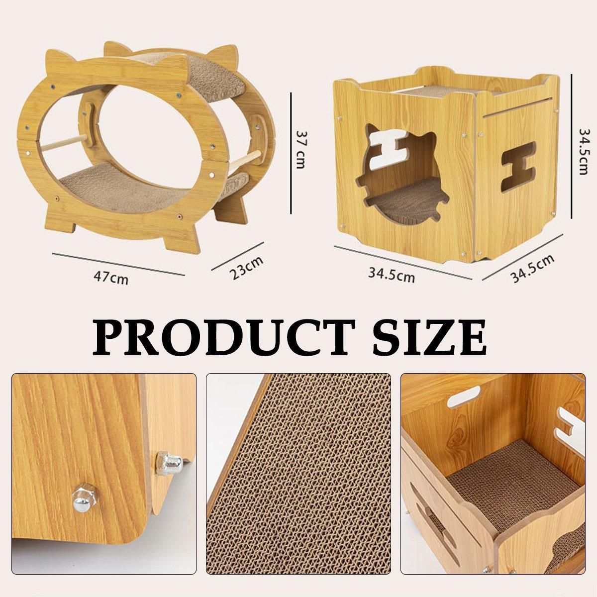 Durable Cat Scratcher Lounge Corrugated Scratching Wood Board - Oval