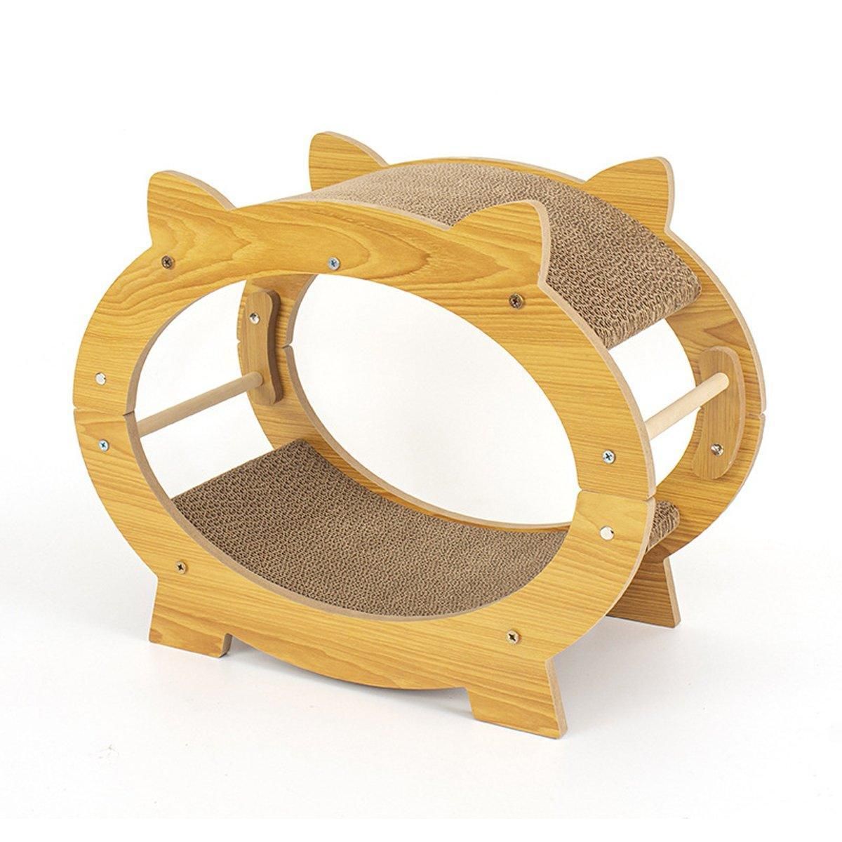 Durable Cat Scratcher Lounge Corrugated Scratching Wood Board - Oval