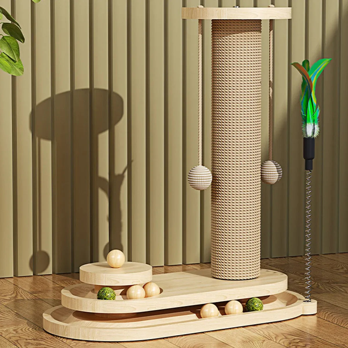 1-Piece Cat Scratching Post with Turntable Toy