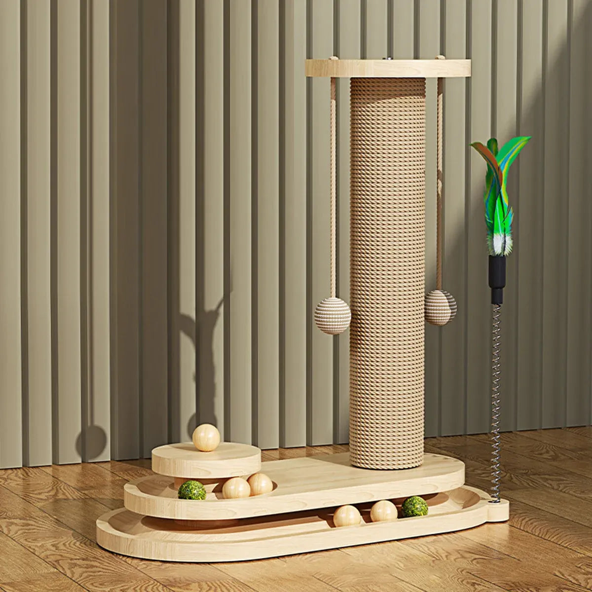 1-Piece Cat Scratching Post with Turntable Toy