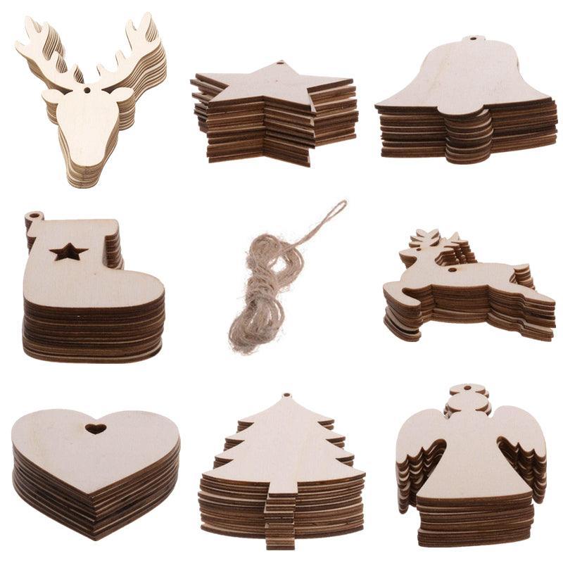 Wooden Christmas Hanging Ornament for Tree DIY Craft Decoration 10pcs - Heart